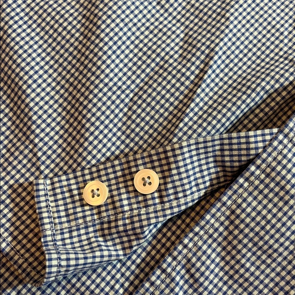 Vintage 90's Y2K Structure Men's Light & Navy Blue Checkered Shirt Large Preppy - Picture 9 of 9